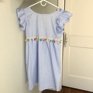 Blue White and tassels dress